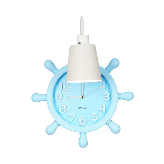 Rudder Design Wall Lamp With 1 Metal Light In Pink/Blue Finish - Perfect For Kids Bedside!