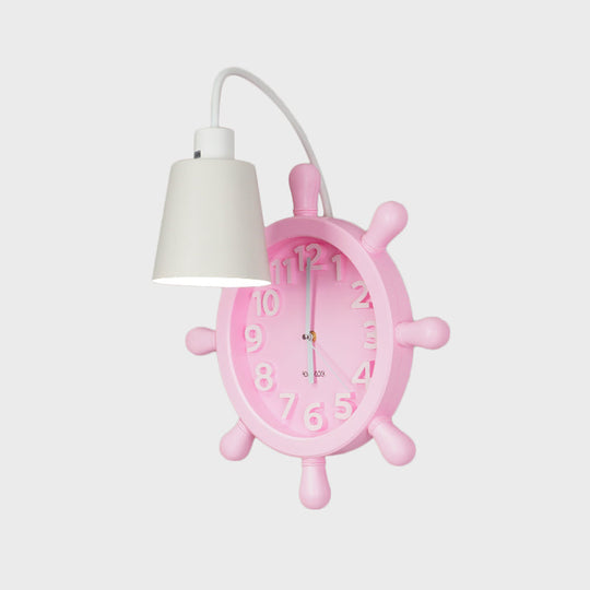 Rudder Design Wall Lamp With 1 Metal Light In Pink/Blue Finish - Perfect For Kids Bedside!