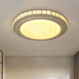 Simple Led White Flush Mount Ceiling Light For Bedroom - Crystal Block Round/Square Fixture