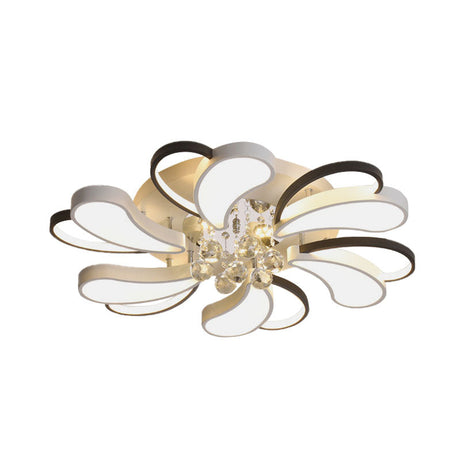 Spiral Heart Semi Flush Led Lamp With Crystal Droplet
