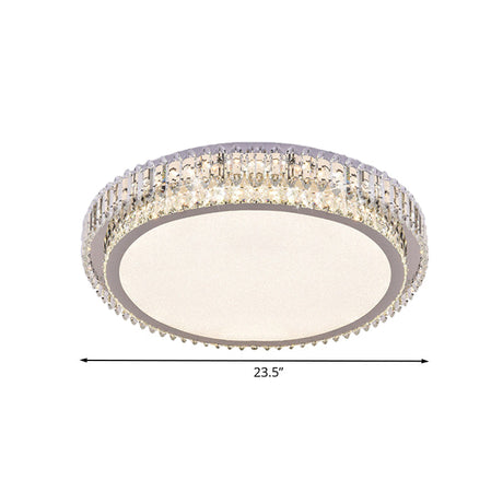 Crystal Block Led Ceiling Flush Mount With Clear Round Design - Sleek And Simplicity Lighting For