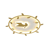 Nordic Wreath-Pigeon Gold Led Flushmount Ceiling Light For Kids Room - Ultrathin & Acrylic