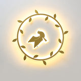 Nordic Wreath - Pigeon Gold Led Flushmount Ceiling Light For Kids Room - Ultrathin & Acrylic