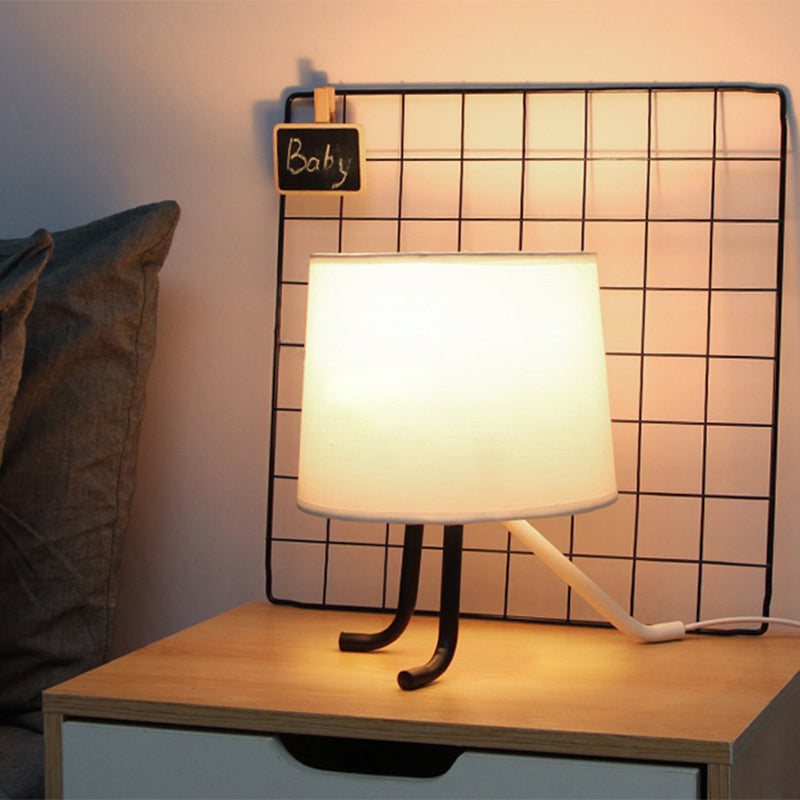 Nordic Style Fabric Nightstand Light Table Lamp With 3 Legs - Flaxen/White Ideal For Bedroom Flaxen
