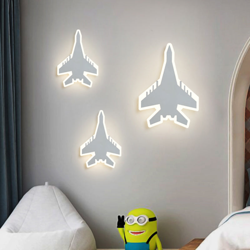 Cartoon Led Wall Sconce - Jet Kids Bedroom Flush Mount Lighting In White/Blue White / B