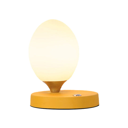 Opal Glass Egg Shell Night Light Macaron Lamp - Single-Bulb Table Stand For Bedside Pink/Blue/Yellow