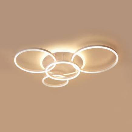 Modern Acrylic Led Flush Ceiling Light With Halo-Like Ring - White 2/3/5 Lights 5 /