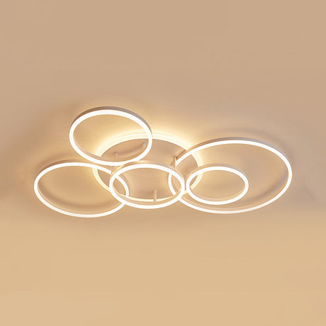 Modern Acrylic Led Flush Ceiling Light With Halo-Like Ring - White 2/3/5 Lights 6 / Warm