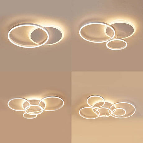 Modern Acrylic Led Flush Ceiling Light With Halo - Like Ring - White 2/3/5 Lights
