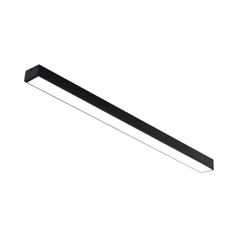 Minimal Metal Led Flush Mount Lamp - Black/Silver Linear Light Fixture | 23.5/35.5/47 Wide Ideal For