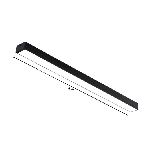 Minimal Metal Led Flush Mount Lamp - Black/Silver Linear Light Fixture | 23.5/35.5/47 Wide Ideal For