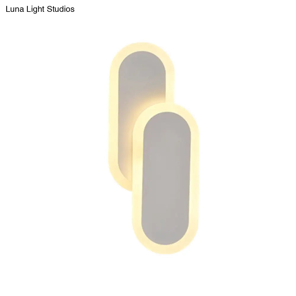 11/14.5 Dual Oval Sconce Led Wall Light Fixture - White/Black Modernist Style With White/Warm