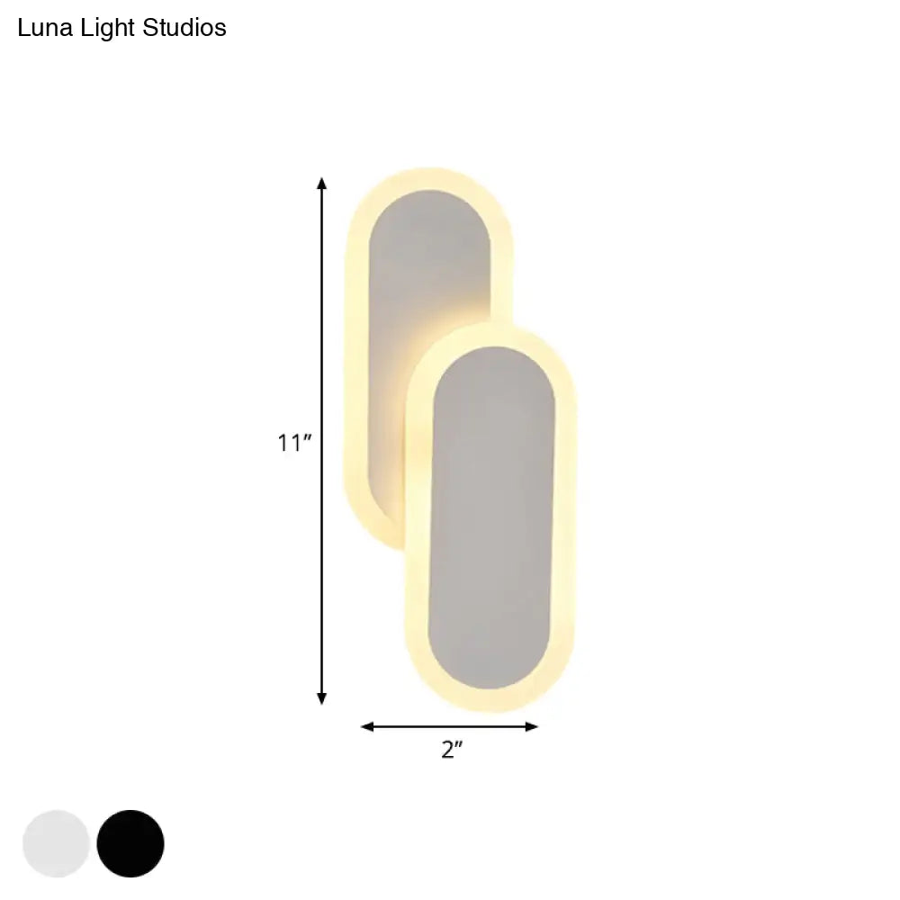 11/14.5 Dual Oval Sconce Led Wall Light Fixture - White/Black Modernist Style With White/Warm