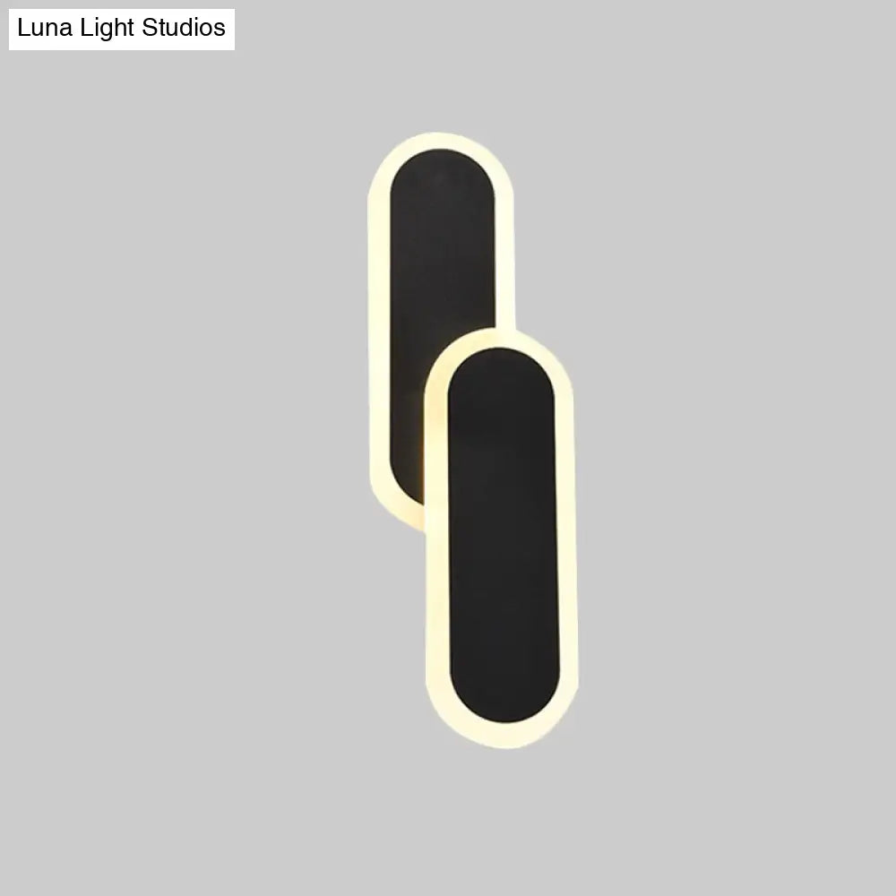 11/14.5 Dual Oval Sconce Led Wall Light Fixture - White/Black Modernist Style With White/Warm