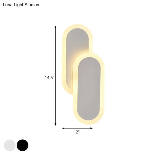 11/14.5 Dual Oval Sconce Led Wall Light Fixture - White/Black Modernist Style With White/Warm