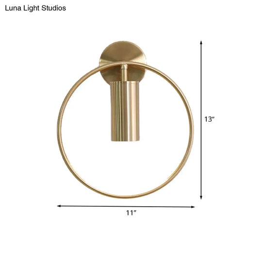 11/15 Metal Gold Wall Mount Vintage Flush Sconce With 1 Bulb In Warm/White/Natural Light