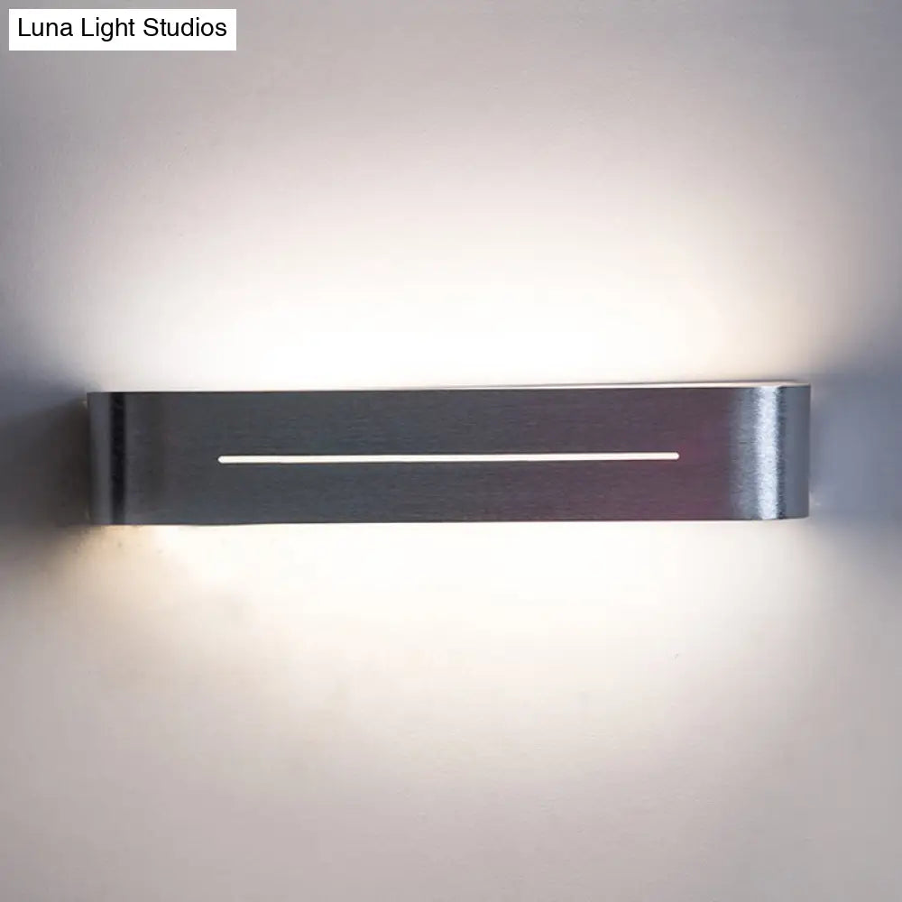 11/15 Modern Led Wall Washer Light - Silver Rectangular Sconce Fixture With Aluminum Shade