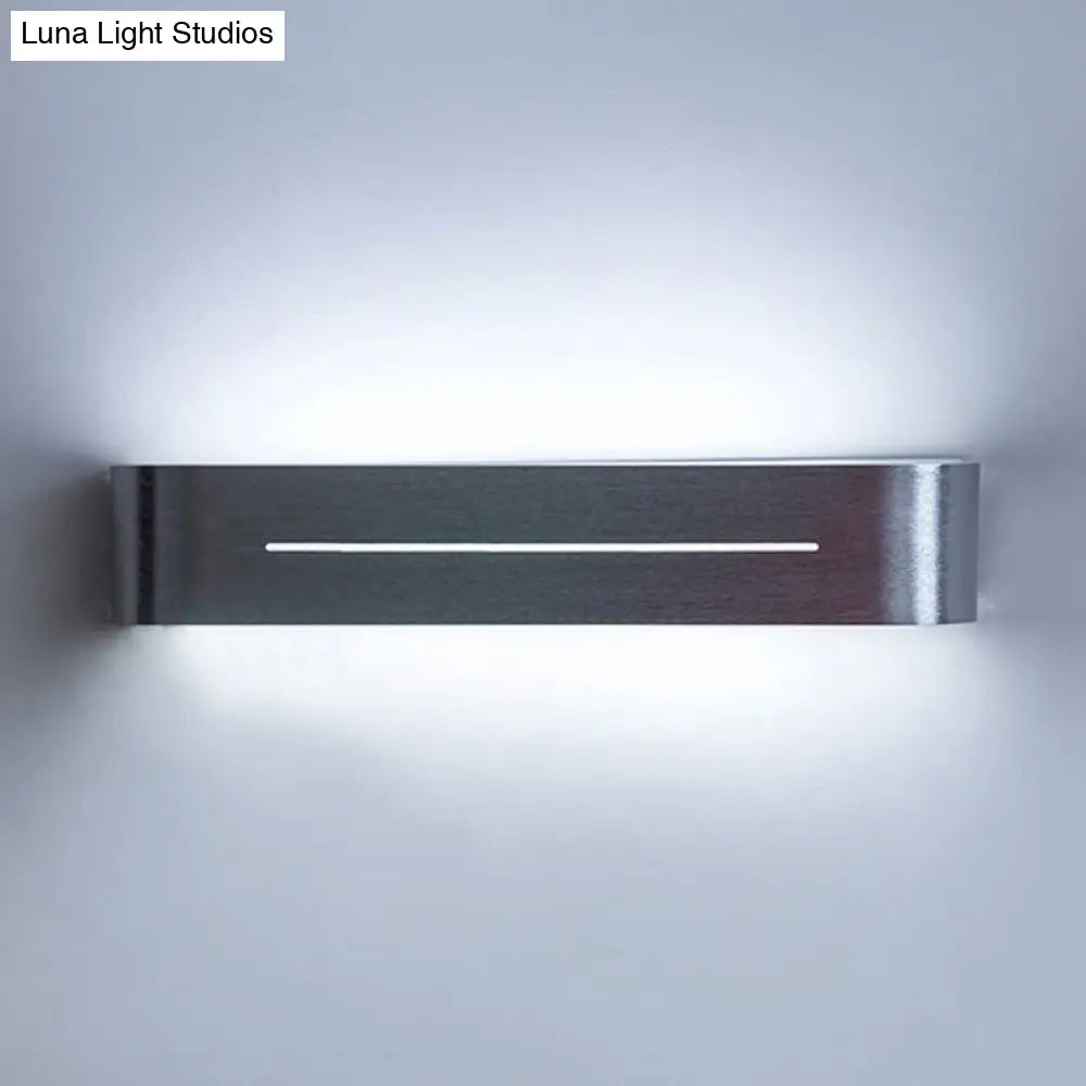 11/15 Modern Led Wall Washer Light - Silver Rectangular Sconce Fixture With Aluminum Shade