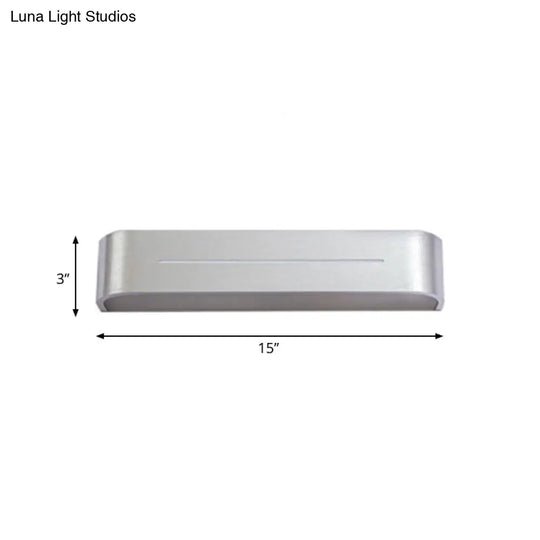 11/15 Modern Led Wall Washer Light - Silver Rectangular Sconce Fixture With Aluminum Shade