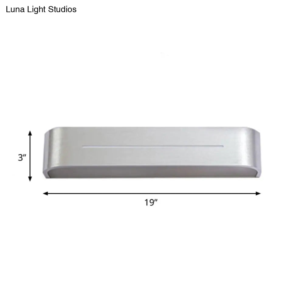 11/15 Modern Led Wall Washer Light - Silver Rectangular Sconce Fixture With Aluminum Shade