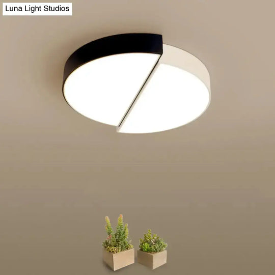 11’/19’/23’ Nordic Acrylic Led Ceiling Lamp - Black-White Flush Mount For Bedroom