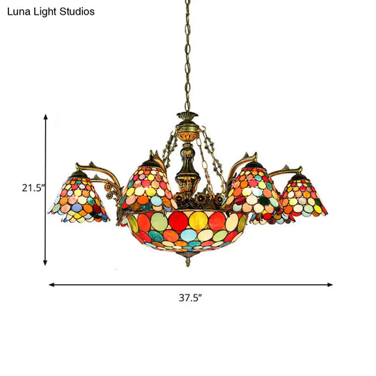 11-Light Stained Glass Tiffany Chandelier With Antique Bronze Finish And Unique Patterns