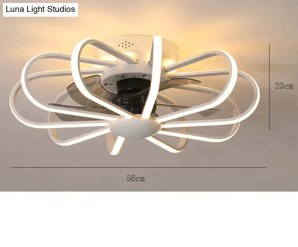 110V Lamp Creative Restaurant Fan Living Room Bedroom Integrated Ceiling White-1 / Stepless Dimming