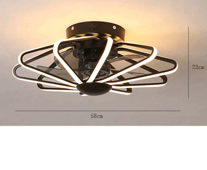 110V Lamp Creative Restaurant Fan Living Room Bedroom Integrated Ceiling Black / Stepless Dimming