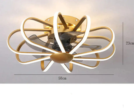 110V Lamp Creative Restaurant Fan Living Room Bedroom Integrated Ceiling Gold-1 / Stepless Dimming