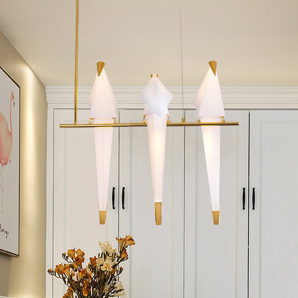 Modern Bird-Shaped Island Pendant Light: 3/4/5 Golden Hanging Lights For Bedroom 3 / Gold