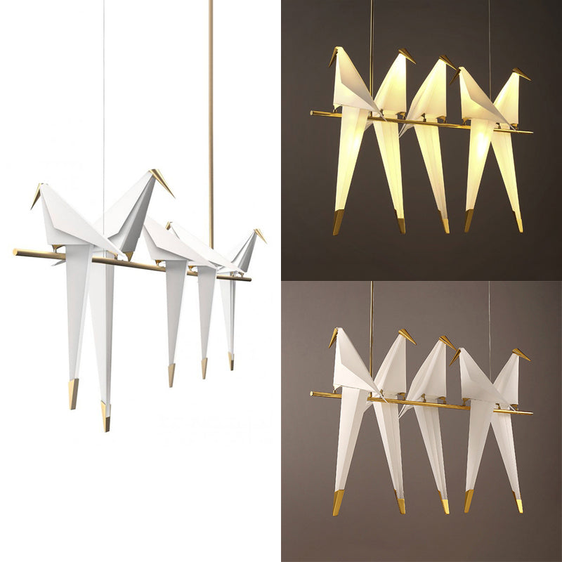 Modern Bird-Shaped Island Pendant Light: 3/4/5 Golden Hanging Lights For Bedroom