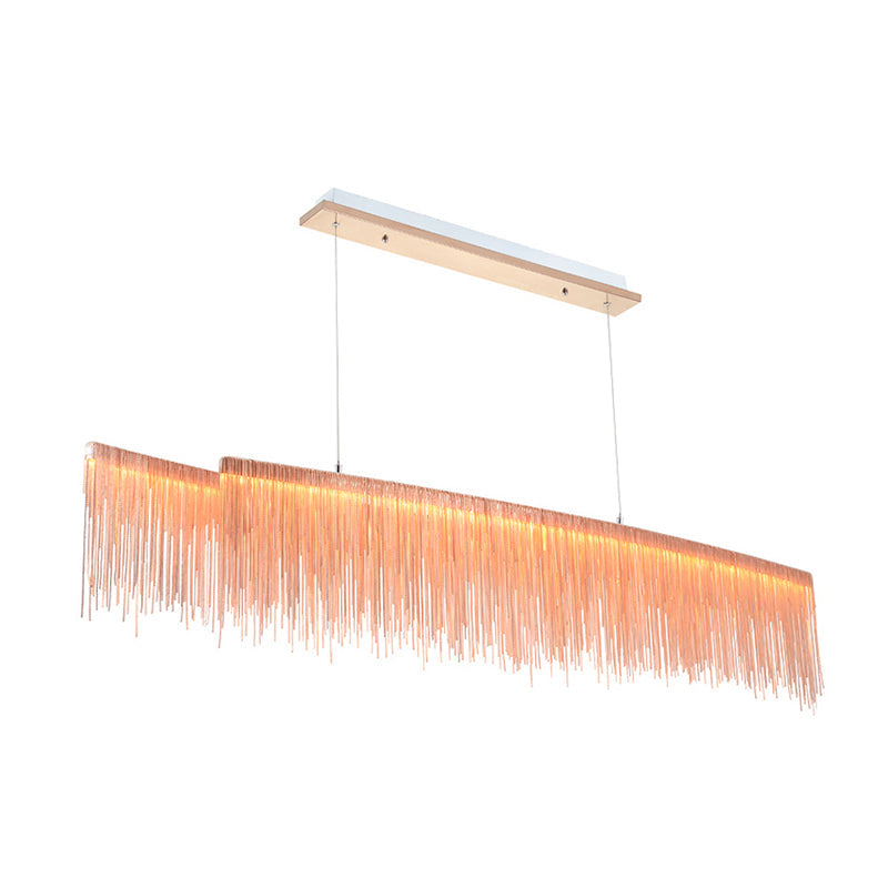 Contemporary Metal Gold Led Pendant Light For Dining Room - Linear Island Design 39/47 Wide