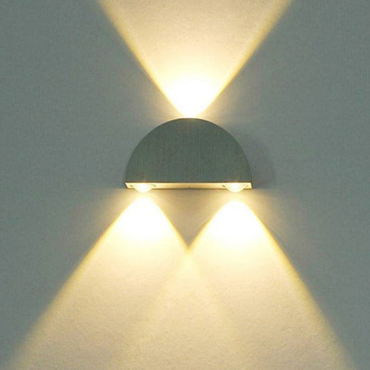 Minimalist Aluminum Led Half-Circle Wall Light Kit - Silver Sconce With Blue/Red/Multi-Colored