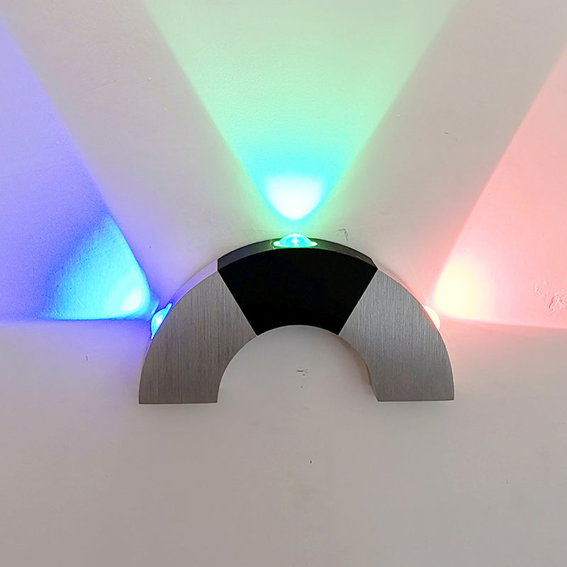 Silver & Black Arch Small Wall Light: Simplicity Meets Aluminum Rgb Color Led Sconce Fixture