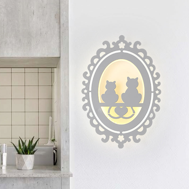 Nordic Oval Frame Kitten Kitchen Wall Light With Led Acrylic White