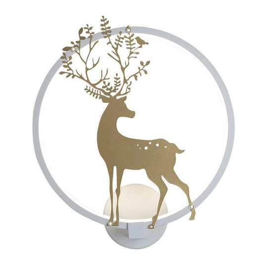 Nordic Acrylic Led Hoop Wall Lamp - Elegant Gold Deer Mural Lighting For Living Room