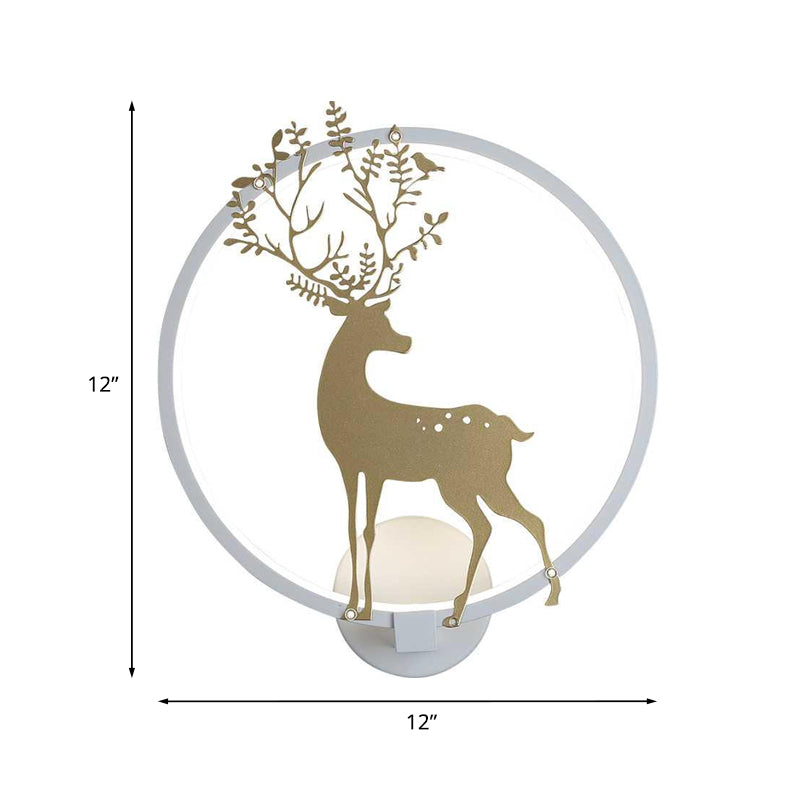 Nordic Acrylic Led Hoop Wall Lamp - Elegant Gold Deer Mural Lighting For Living Room