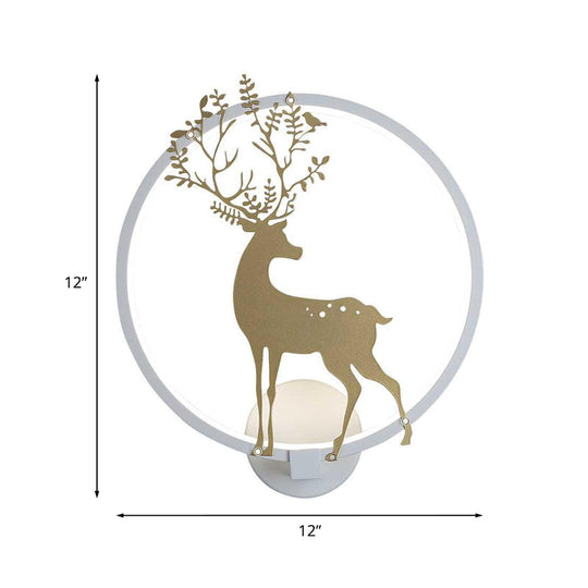 Nordic Acrylic Led Hoop Wall Lamp - Elegant Gold Deer Mural Lighting For Living Room