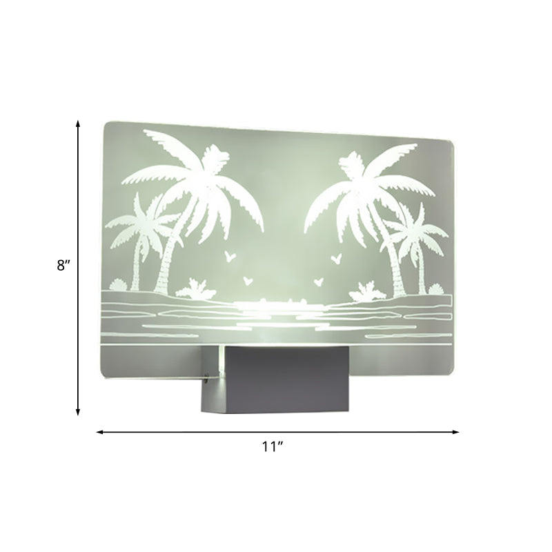Coconut Tree/Elk Led Wall Mount Lamp With Aluminum Shade For Bedroom Artistry Lighting