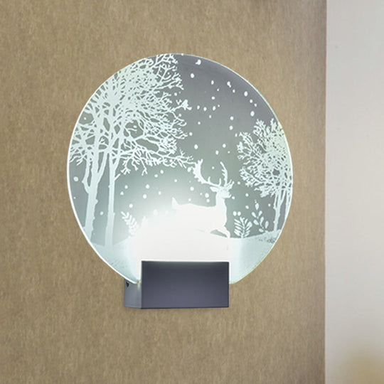 Winter Elk/Christmas Tree Led Mural Light Decor With Metal Shade - Hotel Sconce Lighting Clear / Elk