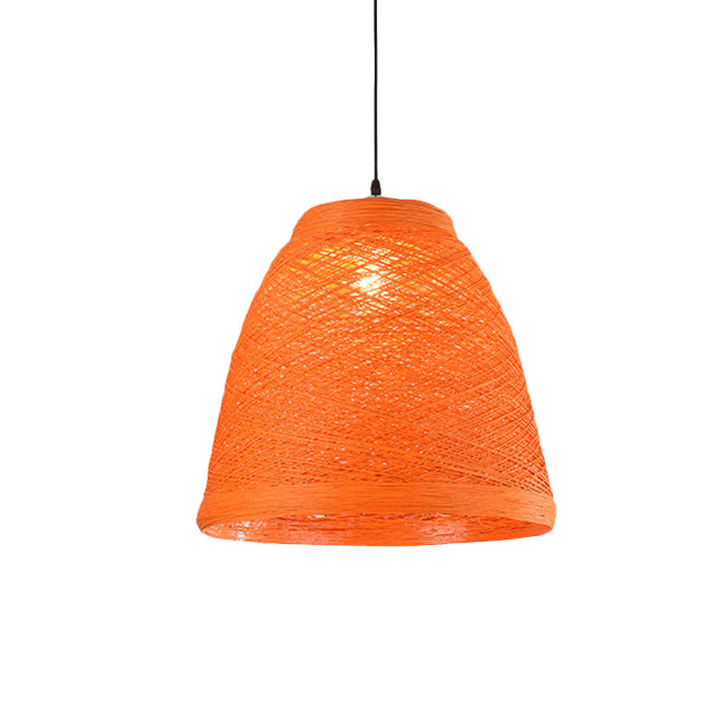 Tapered Pendant Lamp: Lodge Style 1-Light Fixture in Orange/Brown