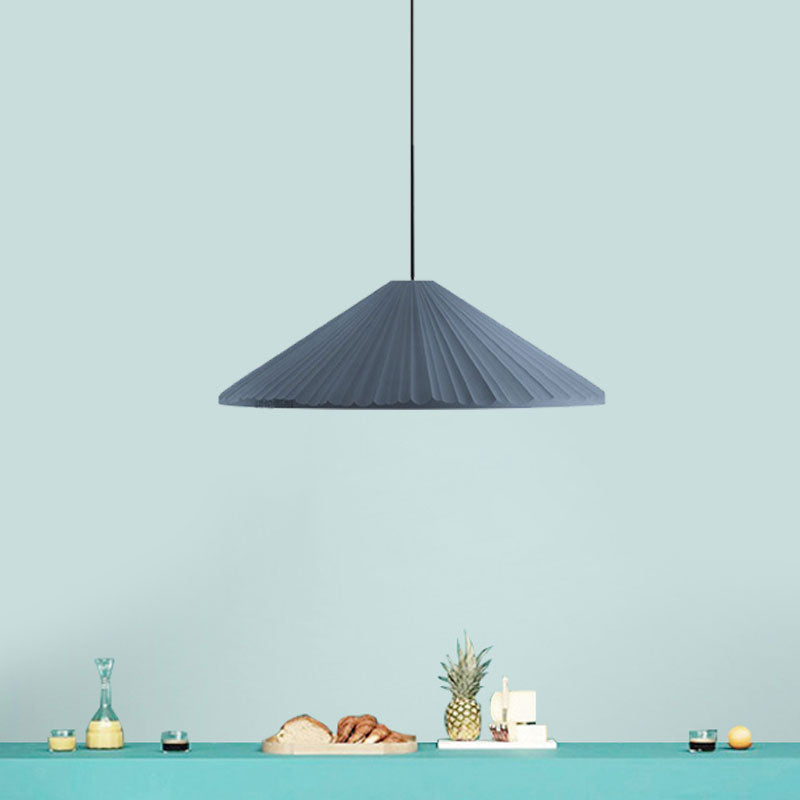Nordic Style Ribbed Cone Pendant Light - White/Pink/Blue 1 Multiple Sizes Living Room Hanging Lamp