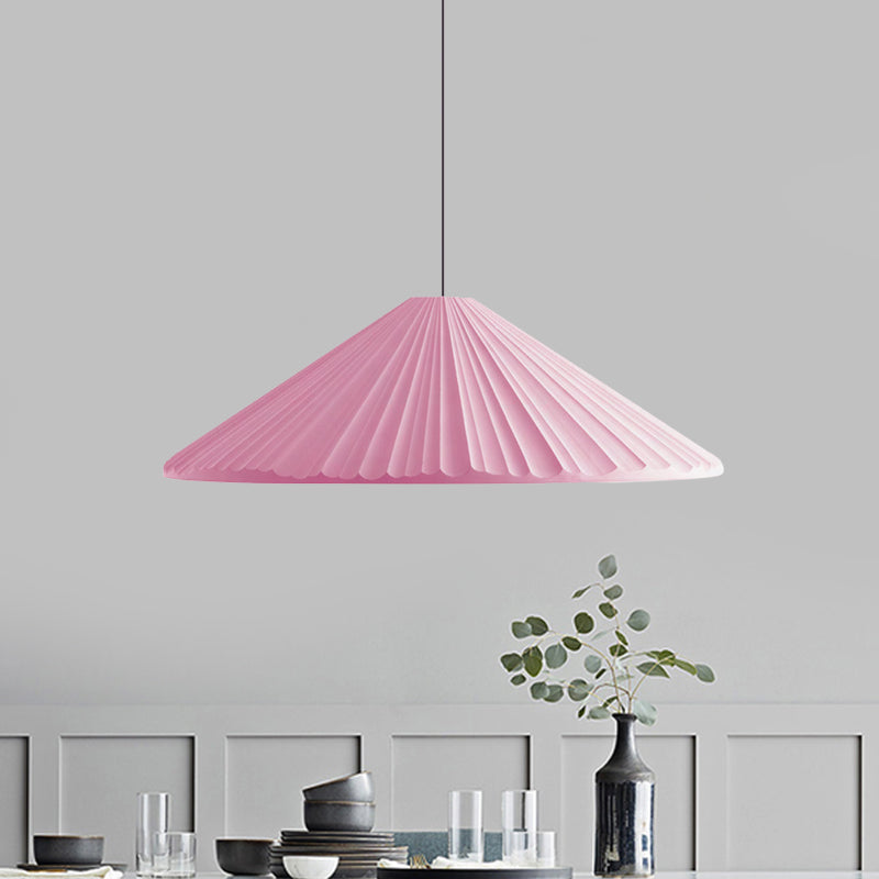 Nordic Style Ribbed Cone Pendant Light - White/Pink/Blue 1 Multiple Sizes Living Room Hanging Lamp
