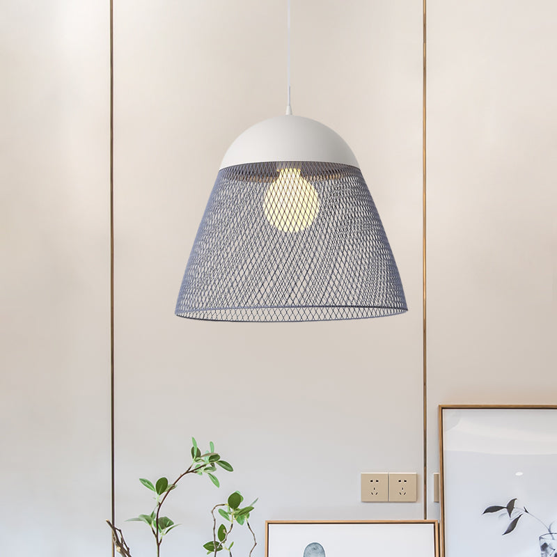 Wire Mesh Pendant Lamp with Dome Shade - Nordic Metallic Suspended Light in Blue/Green/Orange