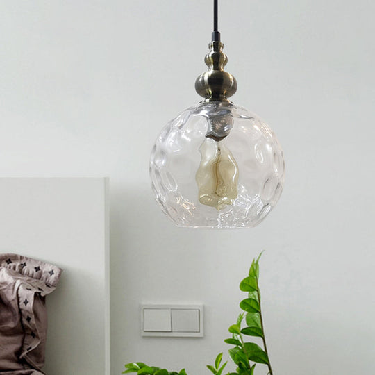 Contemporary Hammered Glass Globe Pendant Light For Boutique Kitchen