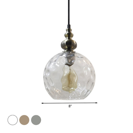 Contemporary Hammered Glass Globe Pendant Light For Boutique Kitchen