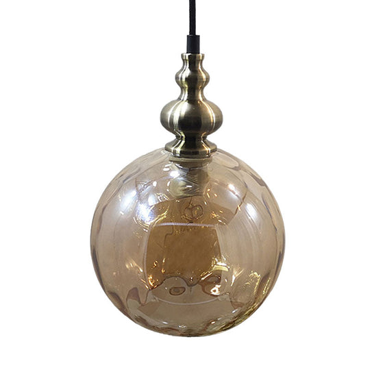 Contemporary Hammered Glass Pendant Light for Boutique Kitchen - 1 Bulb Globe Suspension Light