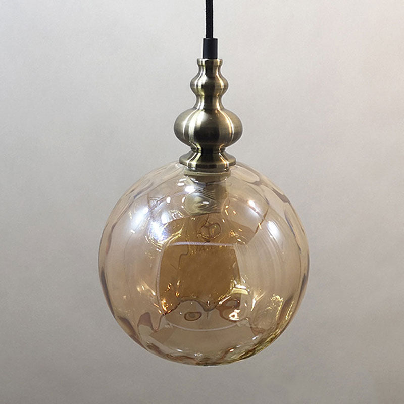 Contemporary Hammered Glass Globe Pendant Light For Boutique Kitchen