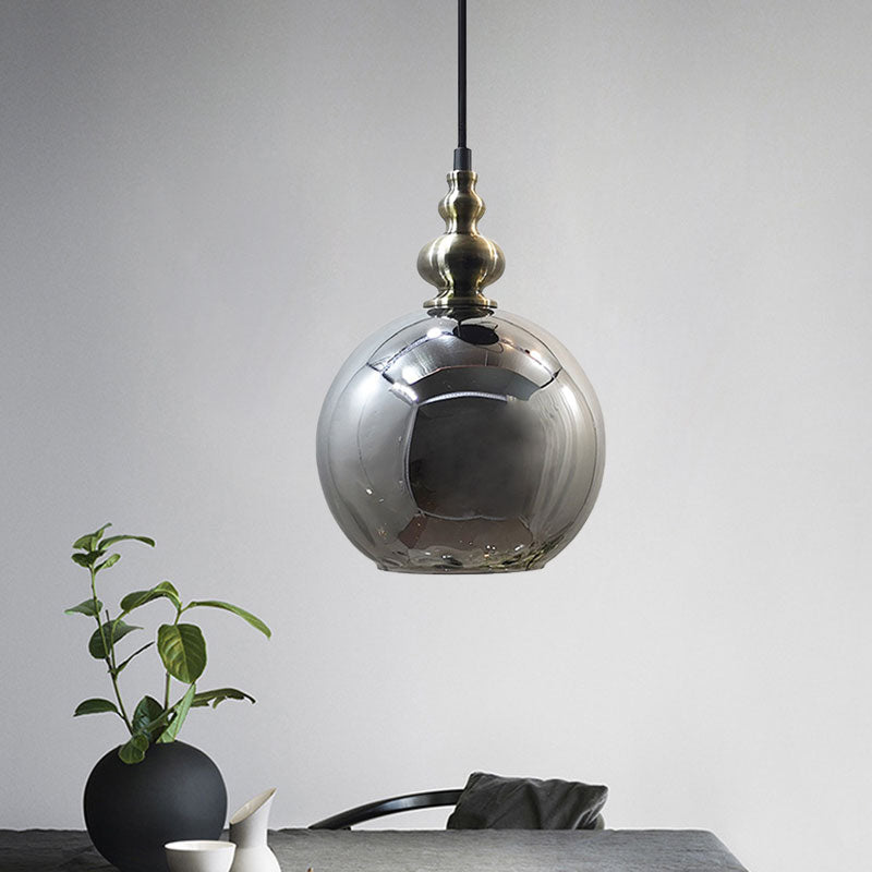 Contemporary Hammered Glass Globe Pendant Light For Boutique Kitchen