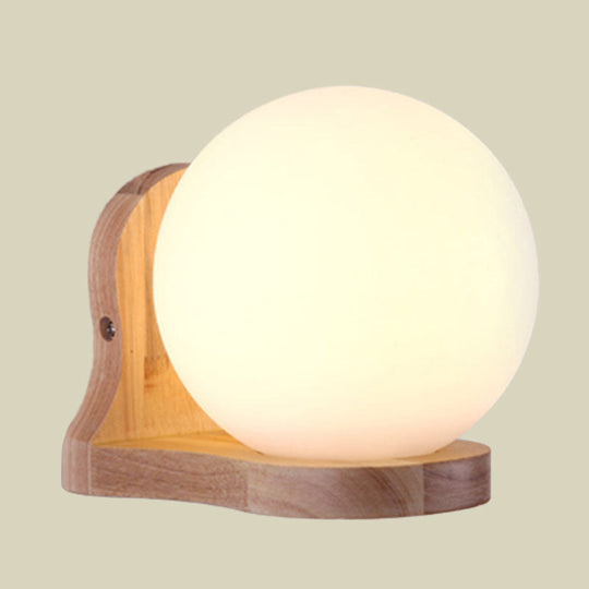 Sphere Sconce Lighting: Elegant Balcony Study Room Milk Glass Wall Lamp